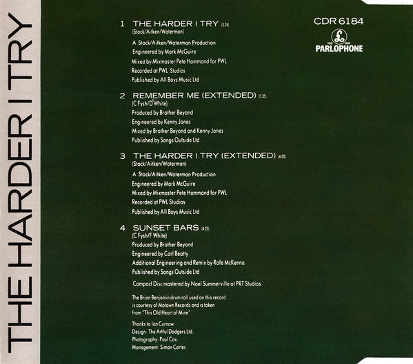 Brother Beyond : The Harder I Try (CD, Maxi)
