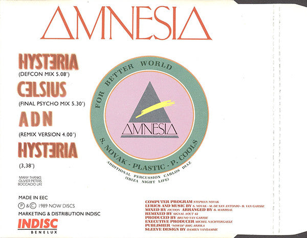 Amnesia : Hysteria (CD, Maxi)