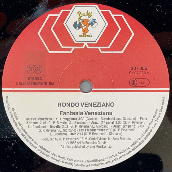 Rondo´ Veneziano* : Fantasia Veneziana (LP, Album)