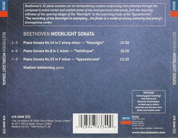 Vladimir Ashkenazy - Ludwig van Beethoven : Moonlight Sonata, Appassionata Sonata, Pathétique Sonata (CD, Comp)