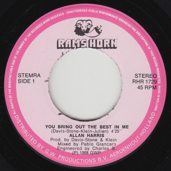 Allan Harris (5) : You Bring Out The Best In Me (7")