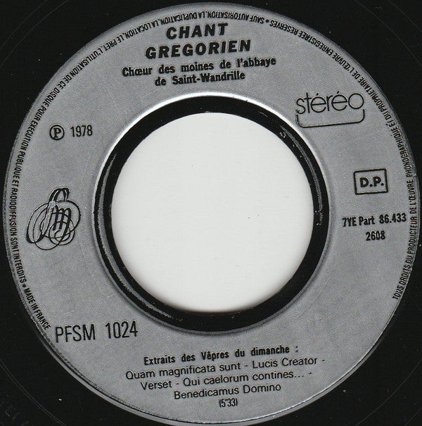 Chœur Des Moines De L'Abbaye St Wandrille : Chant Gregorien (7", EP)