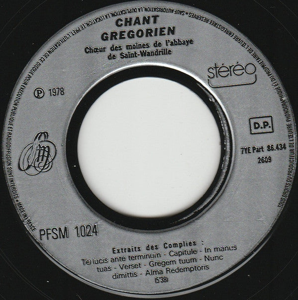 Chœur Des Moines De L'Abbaye St Wandrille : Chant Gregorien (7", EP)