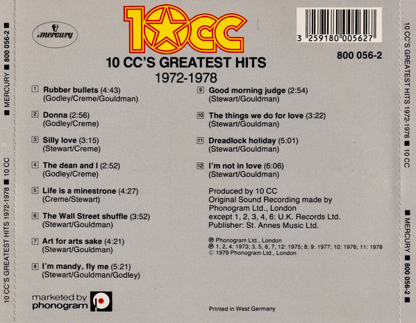 10cc : Greatest Hits 1972-1978 (CD, Comp, Gre)
