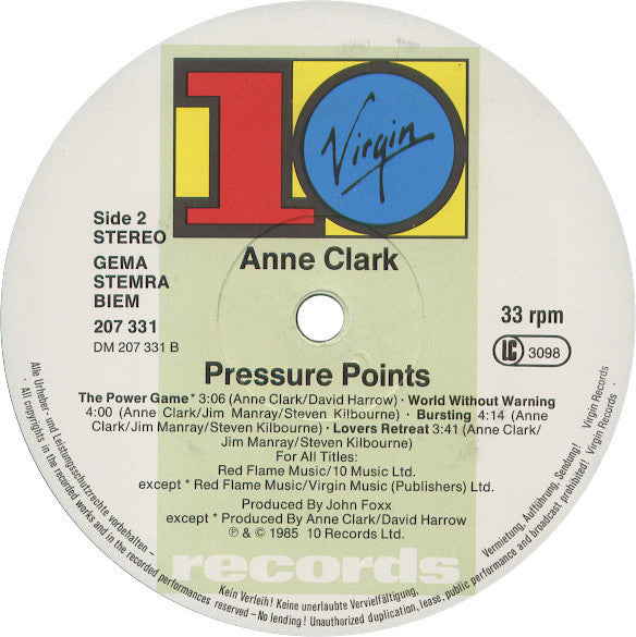 Anne Clark : Pressure Points (LP, Album)