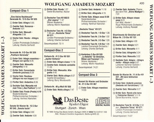 Wolfgang Amadeus Mozart : Wolfgang Amadeus Mozart (3xCD, Comp)