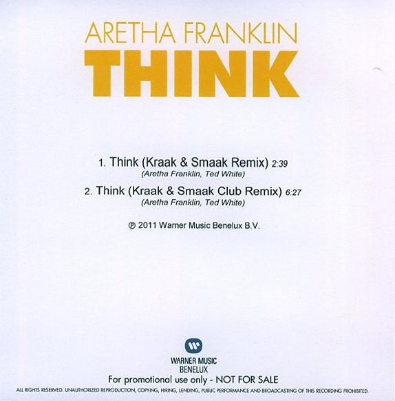 Aretha Franklin : Think (Kraak & Smaak Remix) (CD, Single, Promo)