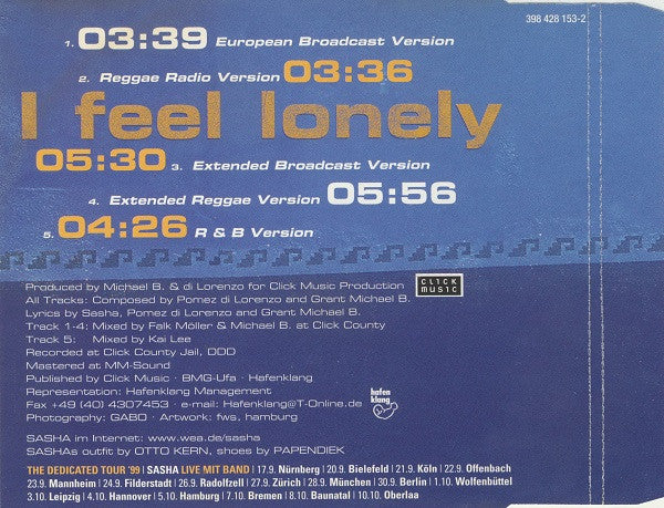 Sasha (5) : I Feel Lonely (CD, Maxi)
