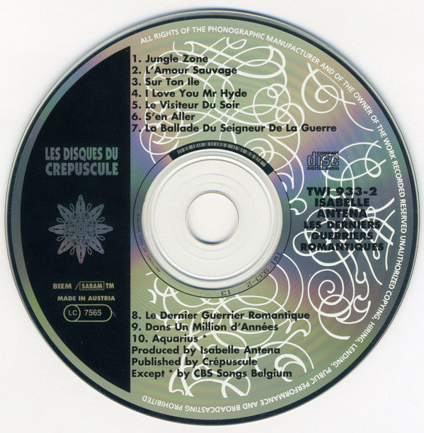 Isabelle Antena : Les Derniers Guerriers Romantiques (CD, Album)