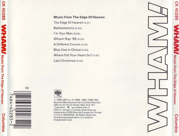 Wham! : Music From The Edge Of Heaven (CD, Album, RE)