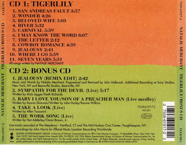 Natalie Merchant : Tigerlily (2xCD, Album)
