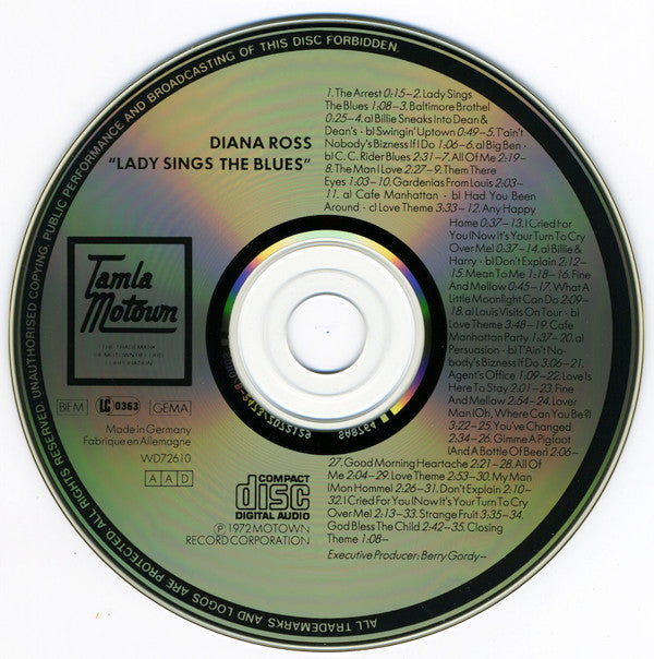 Diana Ross : Lady Sings The Blues (Original Motion Picture Soundtrack) (CD, Album, RE, RP)