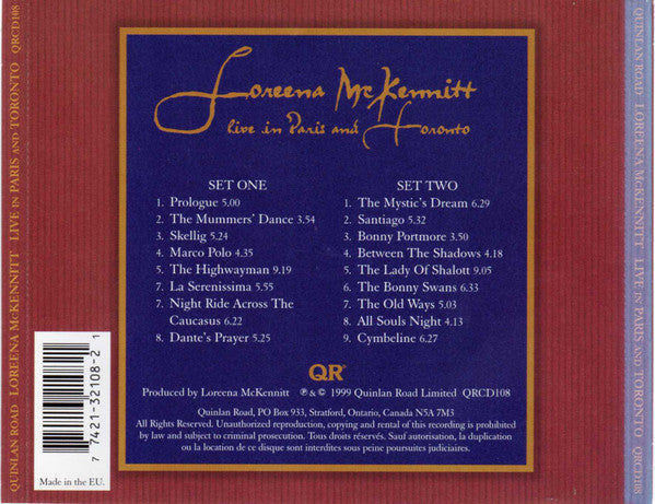 Loreena McKennitt : Live In Paris And Toronto (2xCD, Album)