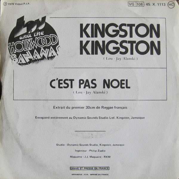 Lou & The Hollywood Bananas : Kingston Kingston (7", Single)