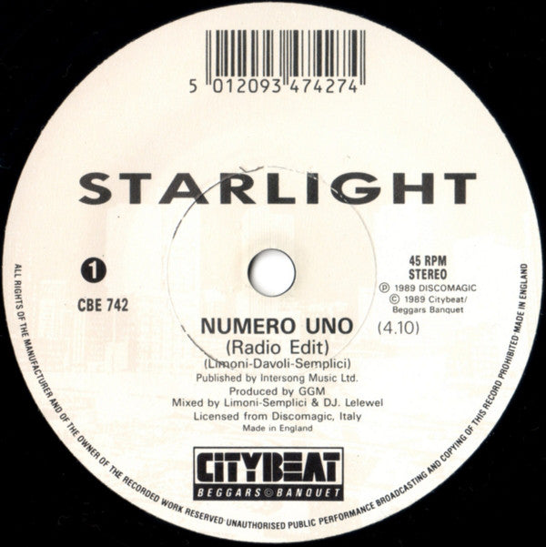 Starlight : Numero Uno (7", Single)