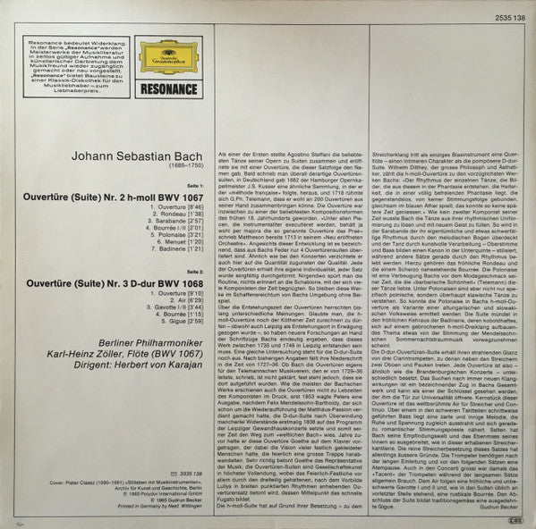 Johann Sebastian Bach - Berliner Philharmoniker, Herbert Von Karajan : Orchestersuiten Nr. 2, H-moll, Nr. 3, D-dur (LP)