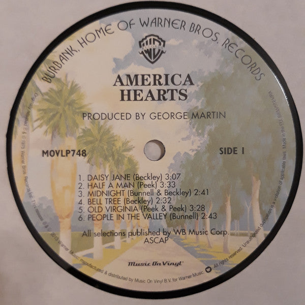 America (2) : Hearts (LP, Album, RE, 180)