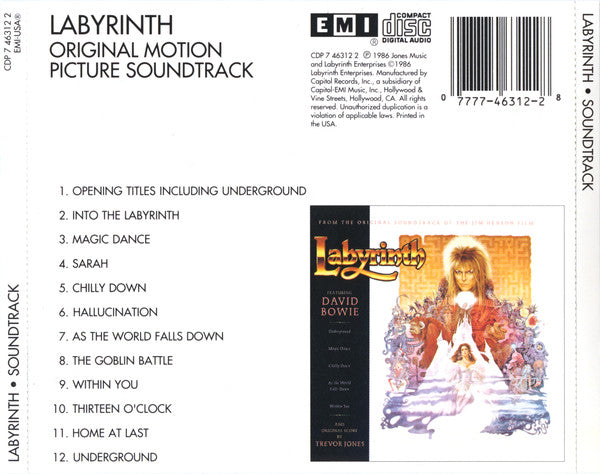 David Bowie And Trevor Jones : Labyrinth (From The Original Soundtrack Of The Jim Henson Film) (CD, Album)