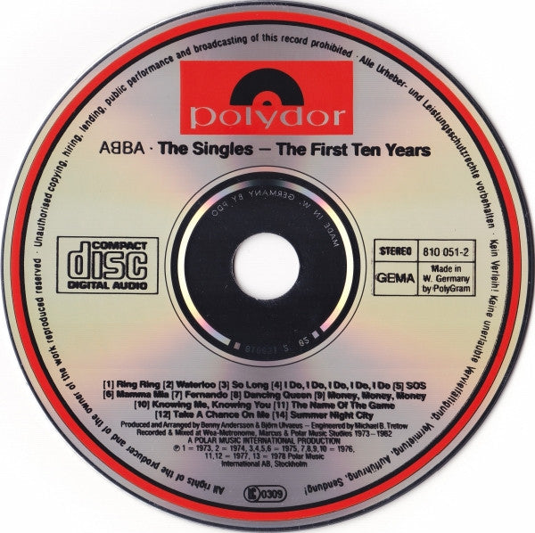 ABBA : The Singles (The First Ten Years) (2xCD, Comp, RE, PDO)