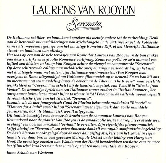 Laurens van Rooyen : Serenata (CD, Album)