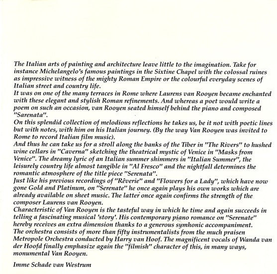 Laurens van Rooyen : Serenata (CD, Album)