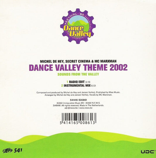 Michel De Hey, Secret Cinema & MC Marxman : Dance Valley Theme 2002 - Sounds From The Valley (CD, Single)