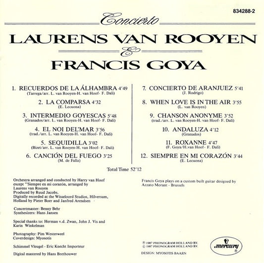 Laurens van Rooyen & Francis Goya : Concierto (CD, Album, RE)
