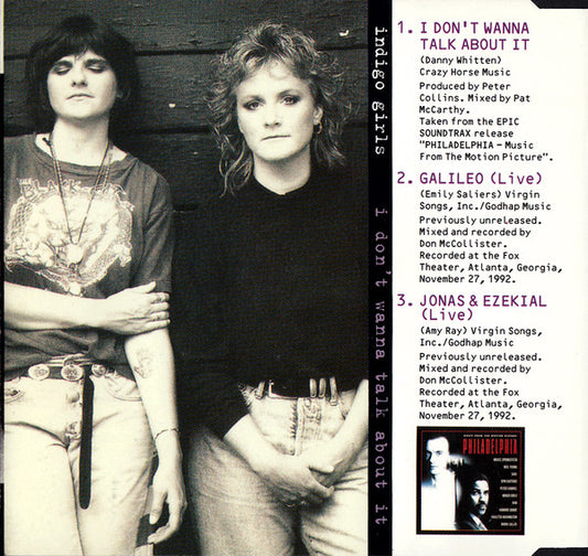 Indigo Girls : I Don't Wanna Talk About It (CD, Single)