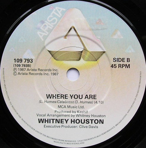 Whitney Houston : Where Do Broken Hearts Go (7", Single, Mat)