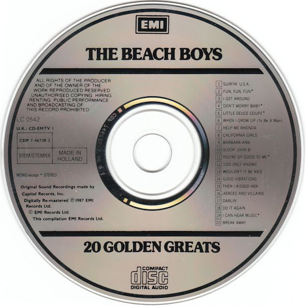 The Beach Boys : 20 Golden Greats (CD, Comp, Mono, RM)