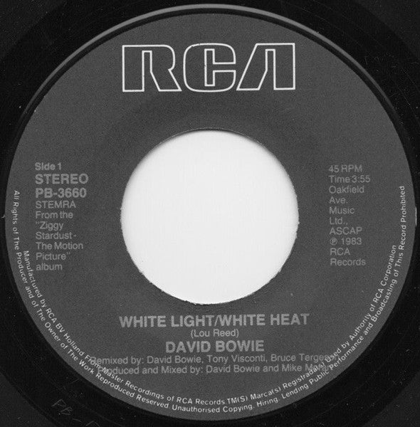 David Bowie : White Light/White Heat (7", Single)