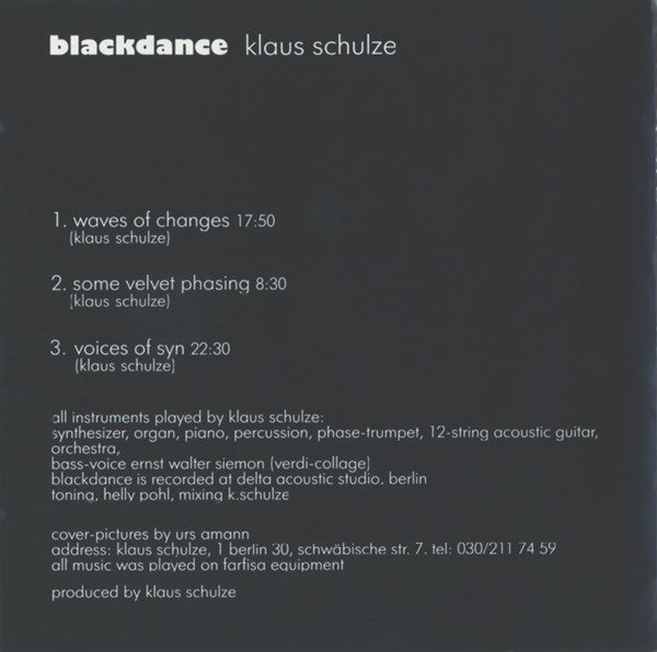 Klaus Schulze : Blackdance (CD, Album, RE)