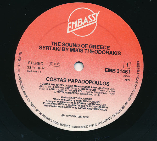 Kostas Papadopoulos, Mikis Theodorakis : The Sound Of Greece Syrtaki By Theodorakis (LP, Comp)