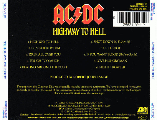 AC/DC : Highway To Hell (CD, Album, RE)