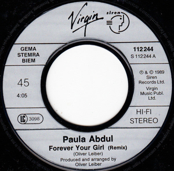 Paula Abdul : Forever Your Girl (7", Single)
