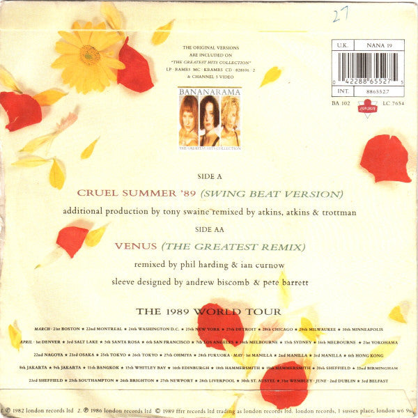 Bananarama : Cruel Summer '89 (7", Single)