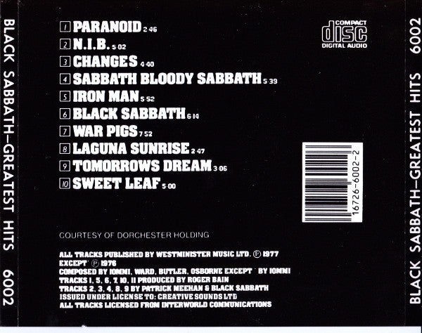 Black Sabbath : Greatest Hits (CD, Comp)