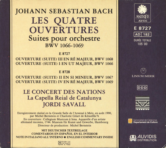 Johann Sebastian Bach - Le Concert Des Nations, La Capella Reial De Catalunya, Jordi Savall : Les Quatre Ouvertures (Suites Pour Orchestre, BWV 1066-1069) (2xCD, Album)