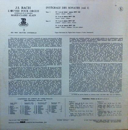 Johann Sebastian Bach - Marie-Claire Alain : Intégrale Des Sonates Pour Orgue Vol.1, Tome 1 (LP, RE)