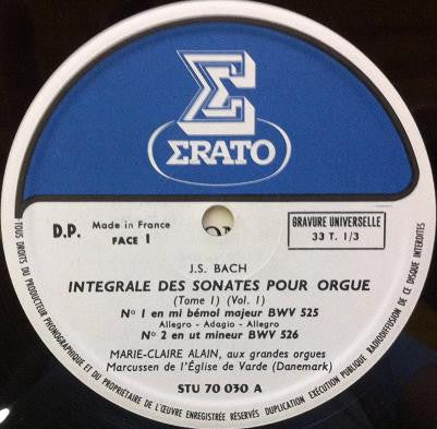 Johann Sebastian Bach - Marie-Claire Alain : Intégrale Des Sonates Pour Orgue Vol.1, Tome 1 (LP, RE)