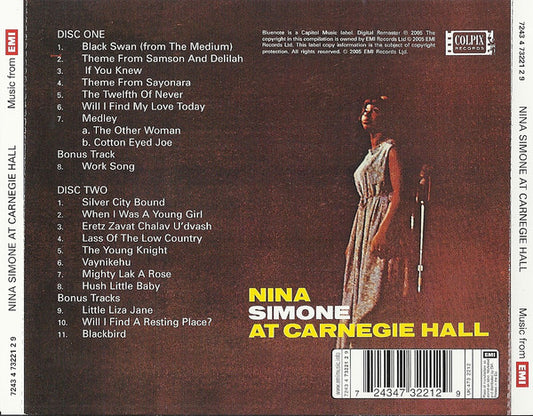 Nina Simone : At Carnegie Hall (2xCD, Album, RE, RM)