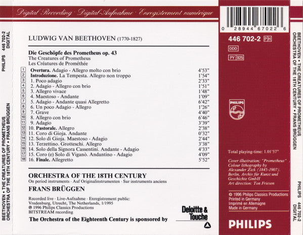Ludwig van Beethoven, Orchestra Of The 18th Century, Frans Brüggen : Die Geschöpfe Des Prometheus = The Creatures Of Prometheus = Les Créatures De Prométhée (CD, Album)