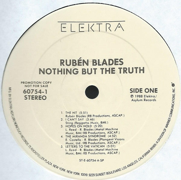 Ruben Blades : Nothing But The Truth (LP, Album, Promo)