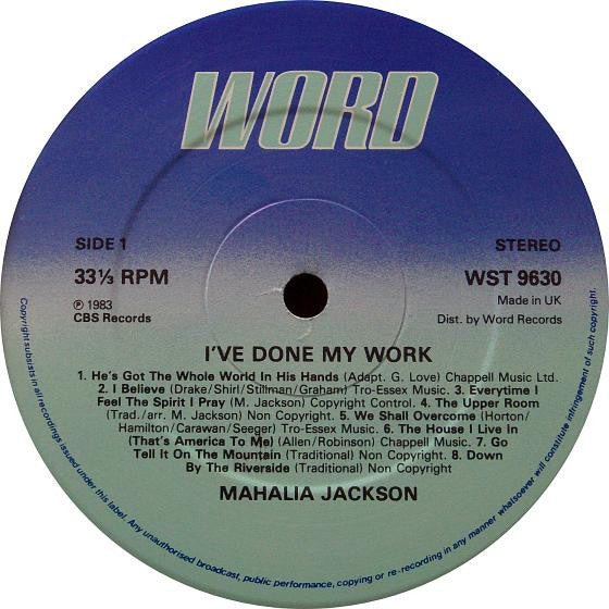 Mahalia Jackson : I've Done My Work (LP, Comp)