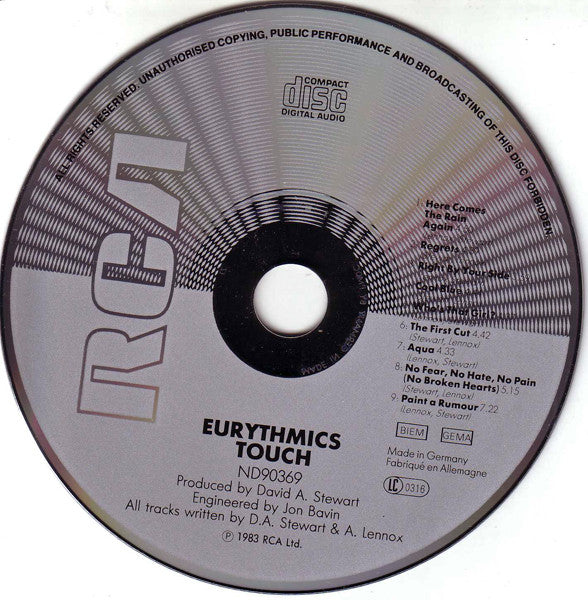 Eurythmics : Touch (CD, Album, RE, RP, PMD)