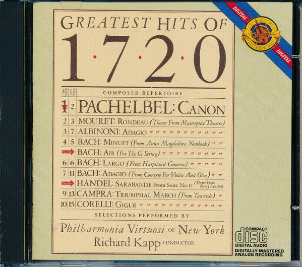 Philharmonia Virtuosi, Richard Kapp : Greatest Hits Of 1720 (CD, Album, RE)