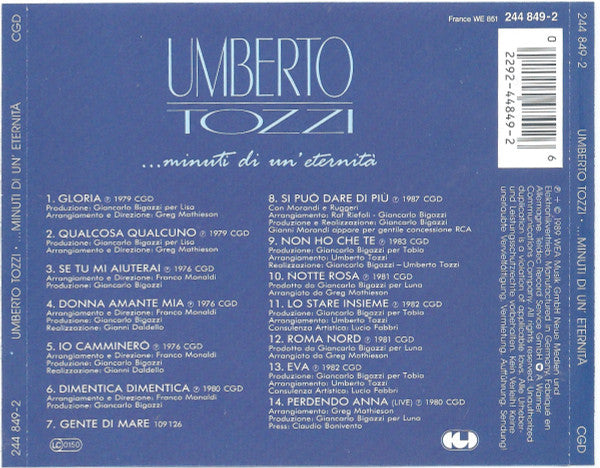 Umberto Tozzi : Minuti Di Un'Eternità (CD, Comp, RE)