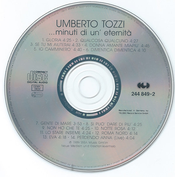 Umberto Tozzi : Minuti Di Un'Eternità (CD, Comp, RE)