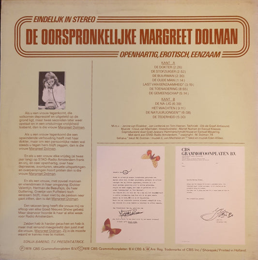 Margreet Dolman : De Oorspronkelijke Margreet Dolman (Openhartig, Erotisch, Eenzaam) (LP, Album)