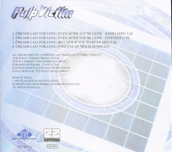 Pulp Victim : Dreams Last For Long (CD, Maxi)